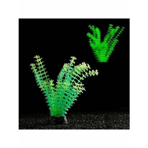 Растение искусственное аквариумное, светящееся, 18 см зелено