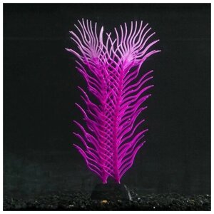 Растение силиконовое аквариумное, светящееся в темноте, 6,5 х 18 см, фиолетовое 7108772
