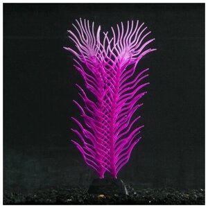 Растение силиконовое аквариумное, светящееся в темноте, 6,5 х 18 см, фиолетовое