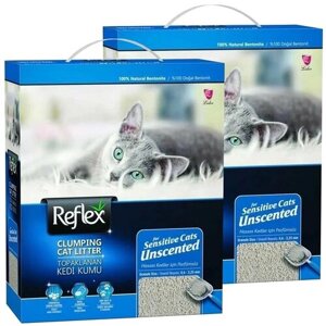 REFLEX наполнитель комкующийся для туалета кошек гипоаллергенный без запаха (10 + 10 л)
