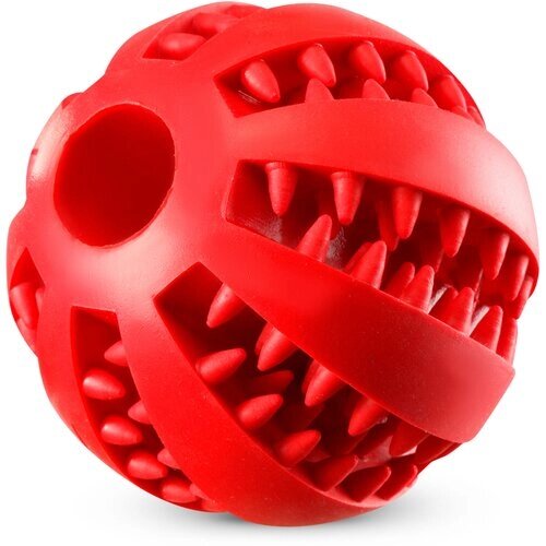 Резиновый мяч для собак "Пушистая Лапка" игрушка для животных, жевательная игрушка для собак, цвет: красный, диаметр 7 см