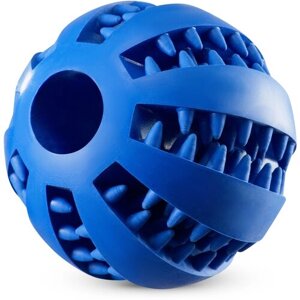 Резиновый мяч для собак "Пушистая Лапка" игрушка для животных, жевательная игрушка для собак, цвет: синий, диаметр 7 см