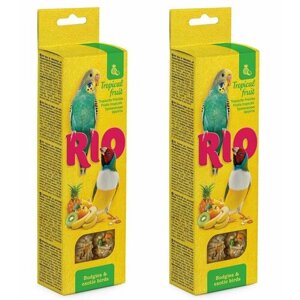 RIO Лакомство для волнистых попугаев и экзотов Палочки с Тропическими фруктами, 2 шт по 40 г, 2 уп