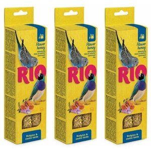 RIO Лакомство для волнистых попугайчиков и экзотов Палочки с медом, 2х40 г, 3 уп