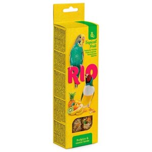 RIO палочки для волнистых попугаев и экзотов с тропическими фруктами коробка 2 палочки по 40г 3 шт