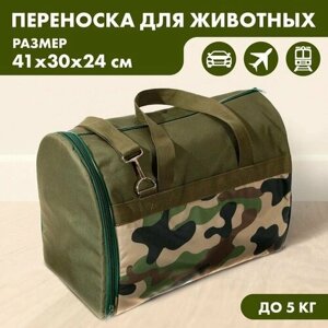 Рюкзак для переноски животных, 41х30х24 см, цвет зеленый