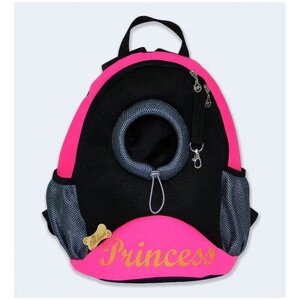 Рюкзак для собак и кошек Melenni Стандарт Princess S розовый/черная сетка, 30x35x15, см; Вес: 390 гр.