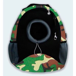 Рюкзак для животных Melenni Эконом M зеленый камуфляж/черная сетка