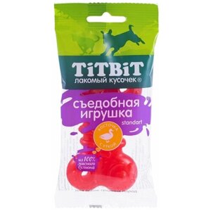 Съедобная игрушка для собак средних пород TiTBiT Standart "Косточка", с уткой