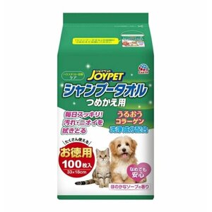 Шампуневые полотенца Japan Premium Pet для экспресс-купания без воды. С коллагеном. Для кошек и собак. 100 шт. (сменный блок)