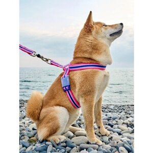 Шлейка для собак Japan Premium Pet "Простая фиксация" анатомическая с силиконовым креплением, цвет розовый, размер L