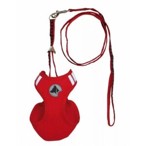 Шлейка-нагрудник для собак Сroci Hiking c отражающими пластинами и поводком XS 25-29 см (красная)