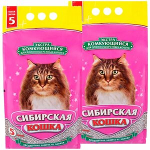 Сибирская кошка экстра наполнитель комкующийся для длинношерстных кошек (5 л + 5 л)