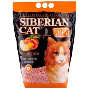 Сибирская кошка TOFU комкующийся соевый наполнитель для кошачьих туалетов, персик 12 л (2 шт)