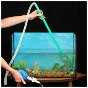 Сифон аквариумный "Пижон" улучшенный, с грушей, сеткой и регулятором потока воды, 2,1 м