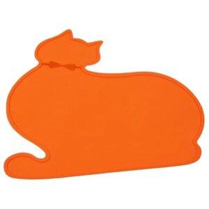 Силиконовый коврик под миску домашних животных водонепроницаемый, антискользящая подставка, цвет оранжевый, 36х47 см, Pets & Friends PF-PFM-03