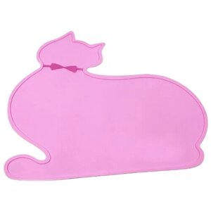 Силиконовый коврик под миску домашних животных водонепроницаемый, антискользящая подставка, цвет розовый, 36х47 см, Pets & Friends PF-PFM-02
