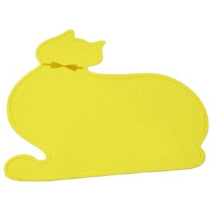 Силиконовый коврик под миску домашних животных водонепроницаемый, антискользящая подставка, цвет желтый, 36х47 см, Pets & Friends PF-PFM-04