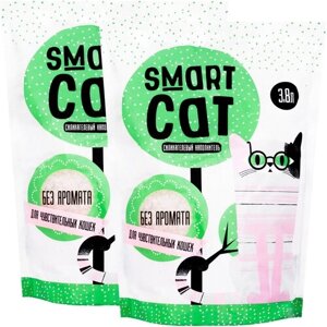 SMART CAT наполнитель силикагелевый для туалета чувствительных кошек без запаха (1,66 + 1,66 кг)