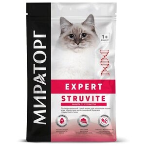 Сухой для взрослых кошек всех пород Мираторг Expert Struvite при мочекаменной болезни струвитного типа 400 г