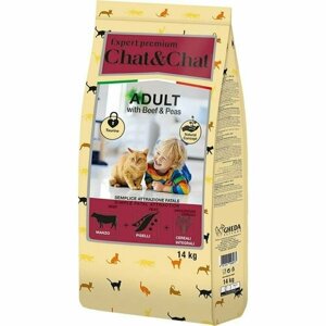 Сухой корм Chat&Chat Expert Premium Adult with beef & peas, для взрослых кошек с говядиной и горохом, 14кг