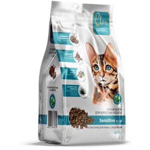 Сухой корм CLAN CLASSIC Sensitive 33/14 для кошек с чувствительным пищеварением с атлантической рыбой и индейкой 400г