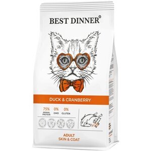 Сухой корм для кошек Best Dinner для здоровья кожи и блеска шерсти, утка, с клюквой 1.5 кг