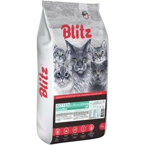 Сухой корм для котят, беременных и кормящих кошек Blitz Sensitive при чувствительном пищеварении, с индейкой 10 кг