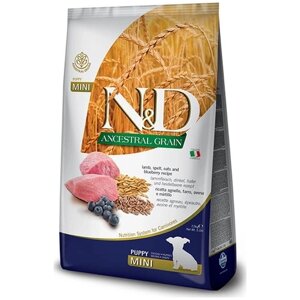 Сухой корм для щенков Farmina N&D Ancestral Grain, низкозерновой, ягненок, с черникой 1 уп. х 1 шт. х 2.5 кг