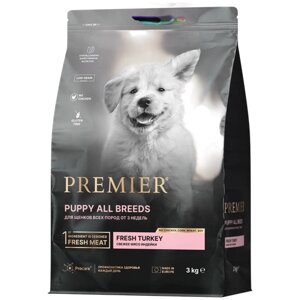 Сухой корм для щенков от 3 недель, беременных и кормящих собак Premier индейка 1 уп. х 1 шт. х 3 кг