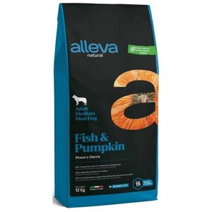 Сухой корм для собак Alleva Natural, рыба и тыква 1 уп. х 12 кг (для средних и крупных пород)
