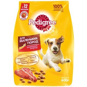 Сухой корм для собак Pedigree говядина 1 уп. х 1 шт. х 600 г (для мелких и средних пород)