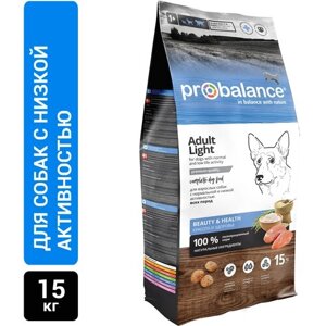 Сухой корм для собак с низкой или нормальной активностью ProBalance Light 1 уп. х 1 шт. х 15 кг