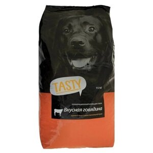 Сухой корм для собак Tasty говядина 1 уп. х 1 шт. х 15 кг