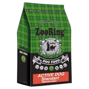 Сухой корм для собак ZooRing Standart, для активных животных, мясное ассорти 1 уп. х 10 кг