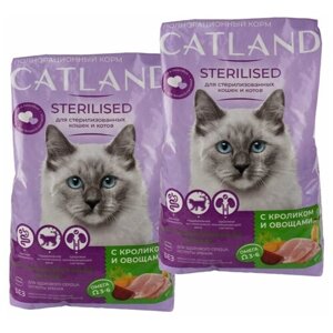 Сухой корм для стерилизованных кошек Catland с кроликом и овощами, упаковка 2 шт х 350 г