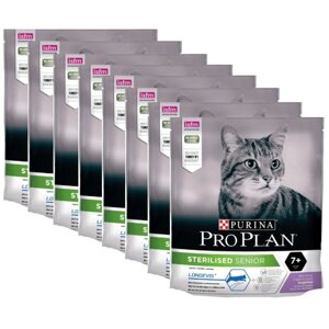 Сухой корм для стерилизованных кошек Pro Plan старше 7 лет, с высоким содержанием индейки 8 шт. х 400 г
