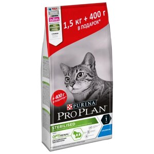 Сухой корм для стерилизованных взрослых кошек Pro Plan Sterilised OptiRenal, с кроликом 1.9 кг (400 г в подарок)