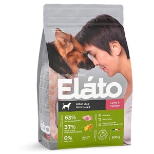 Сухой корм для взрослых собак мелких пород Elato Holistic с ягненком и олениной 1 уп. х 500 г
