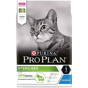 Сухой корм Pro Plan для взрослых стерилизованных кошек и кастрированных котов старше 1 года, с кроликом 3 кг х 4 шт