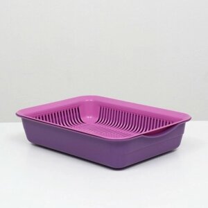 SUI Туалет с сеткой, 35,5х26х7 см, лоток фиолетовый/сетка розовая