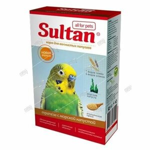 Султан Трапеза корм для волнистых попугаев с орехами и морской капустой 500г - в заказе 1 штука