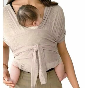 Сумка-переноска для новорожденных коричневая L / слинг для новорожденных / детская переноска ребёнка