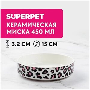 SUPERPET, миска для собак и кошек, расцветка леопард, 450мл