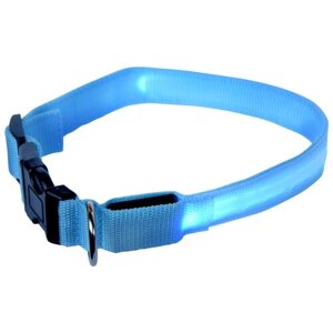 Светящийся led-ошейник, ошейник для собак и кошек, универсальный (регулируемый размер), голубой