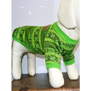 Свитер одежда теплая для собак кошек Орнамент зеленый размер XL