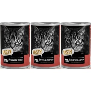 TASTY Petfood Корм консервированный для кошек Мясное ассорти в соусе, 415 г, 3 шт