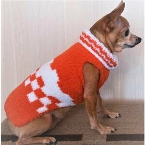Теплый плюшевый вязаный свитер для мелких собак йоркширский терьер, чихуахуа, тойтерьер и кошек. М длинна по спинке 26-28