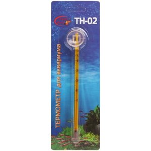 Термометр для аквариума Aqua Reef ТН-02 на присоске, стеклянный, желтый, 15 см