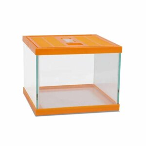 Террариум стеклянный с верхней крышкой MCLANZOO , оранжевый, 20х20хН15см